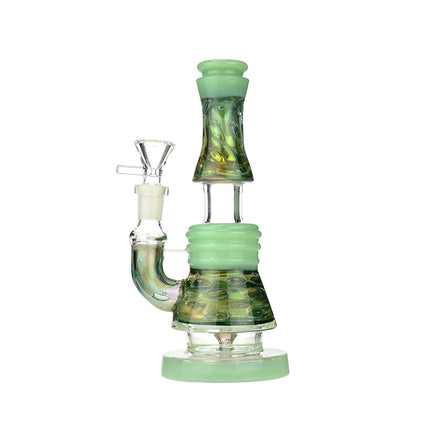 8" Water Pipe Gold Fume Glass with M9 Glass Perc and 14mm Male Bowl