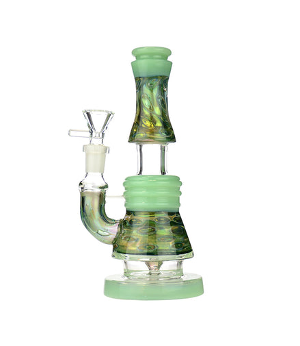 8" Water Pipe Gold Fume Glass with M9 Glass Perc and 14mm Male Bowl