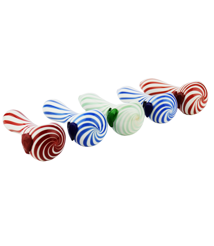4.5" Hand Pipe Spoon Candy Cane Design White Tube