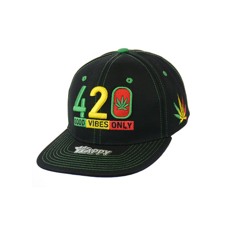 420 Good Vibes Only Embroidered Snapback Hat 100% Cotton