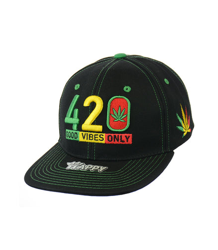 420 Good Vibes Only Embroidered Snapback Hat 100% Cotton