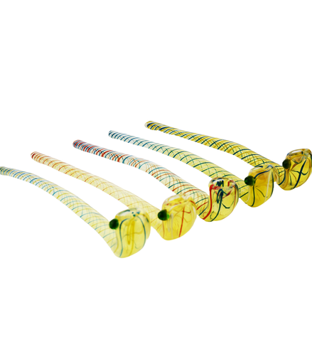 12" Sherlock Glass Pipe Silver Fume Tube with Spiral Art  Gandalf