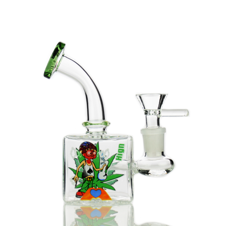 6" Cube Water Pipe Glow In The Dark with 14mm Male Bowl