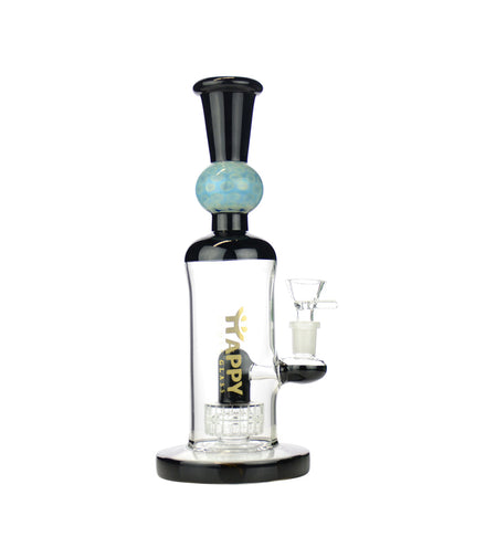 10" HAPPY FUMES GLASS Water Pipe with Honeycomb Sphere Neck and Matrix Shower and 14mm Male Bowl