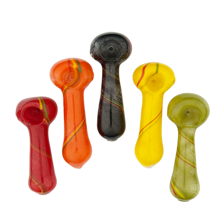 4.5" Hand Pipe Spoon with Rasta Line and Color Frit