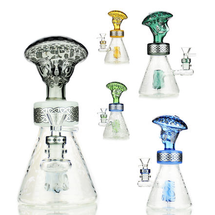 10" Alien Frosted Glass Water Pipe with 14mm Male Bowl