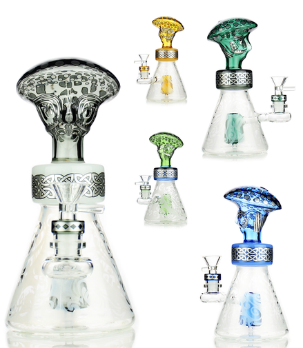 10" Alien Frosted Glass Water Pipe with 14mm Male Bowl