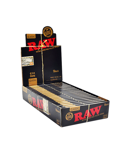 Raw Black 1 1/4" Size Rolling Paper 24 packs