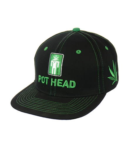 POT HEAD Leaf Embroidered Snapback Hat 100% Cotton