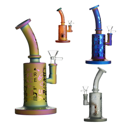 8" Electro Plated Frosted Glass Water Pipe Bong with 14mm Bowl