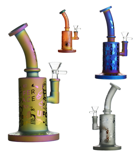 8" Electro Plated Frosted Glass Water Pipe Bong with 14mm Bowl