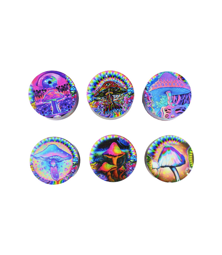 63mm Mushroom Printed 4 Parts Zinc Grinder