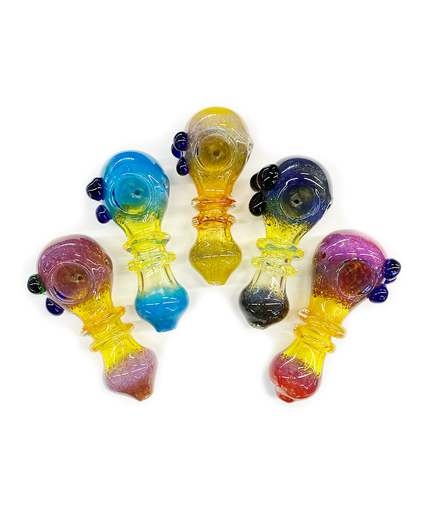 5" Hand Pipe Spoon Heavy Glass Frit with Silver Fume