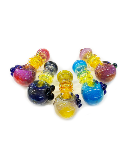 5" Hand Pipe Spoon Heavy Glass Frit with Silver Fume