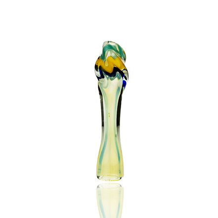 4" Twisted Mouth Glass Chillum with Silver Fume Glass