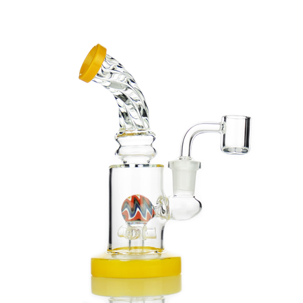 7" Dab Rig with Twisted Neck Rod Color with 14mm Male Quartz Banger
