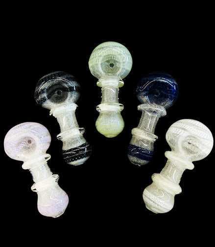 3" Glow In The Dark Hand Pipe Double Rim Twisting Art Spoon