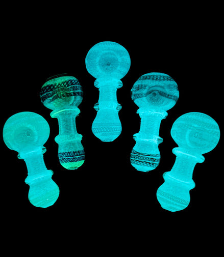 3" Glow In The Dark Hand Pipe Double Rim Twisting Art Spoon