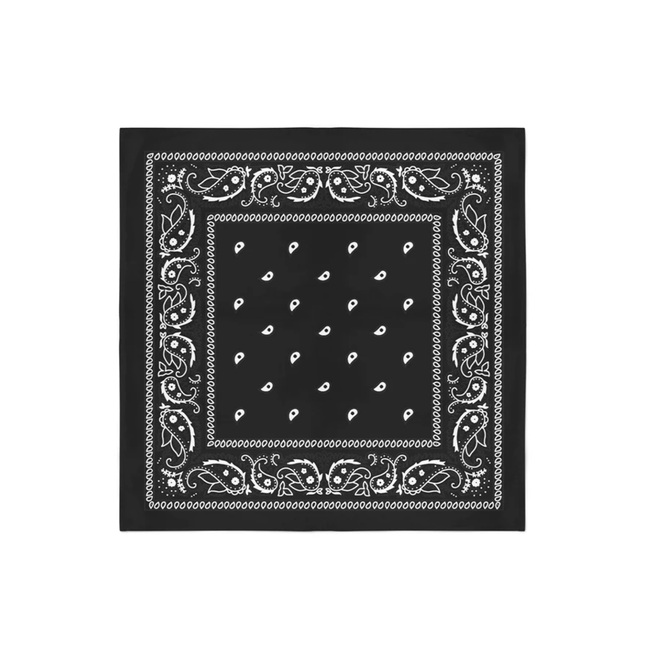 Bandana Black Color 100% Cotton (22" x 22")- Pack of 12