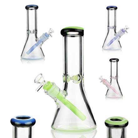 10" 9mm Beaker Slime Color Mouth and Downstem with 14mm Male Bowl