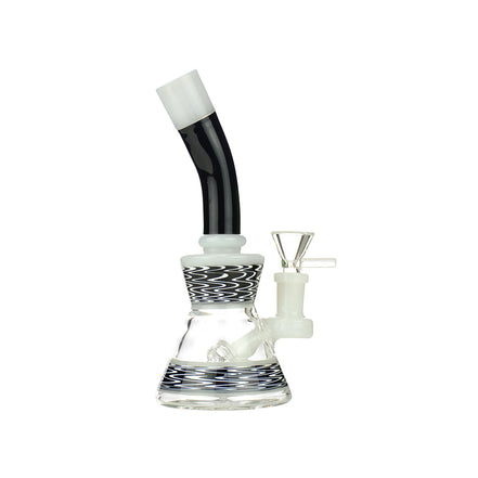8" Black White WigWag Art Bong with 14mm Male Bowl