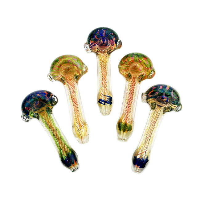 4.5" Hand Pipe Spoon Gold Fume Glass