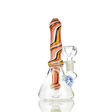 6" Water Pipe Bong Reversal Art Neck with Locket and 14mm Male Bowl