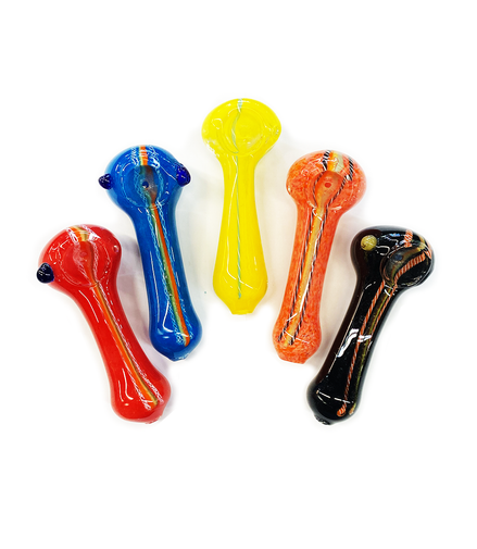 4.5" Rasta Line Glass Color Frit Hand Pipe
