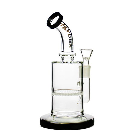 8" Water Pipe Honeycomb Shower with 14mm Male Bowl Happy Fumes Glass