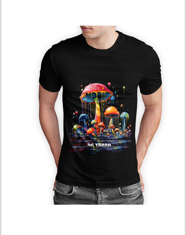 DRIPPY MUSHROOM Half Sleeve T-shirt Printed - 93% Cotton 7% Elastic