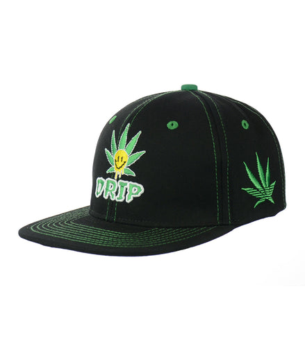 Drip Leaf Embroidered Snapback Hat 100% Cotton