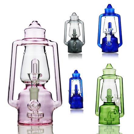 9" Lantern Lamp Light Glass Water Pipe with 14mm Male Bowl