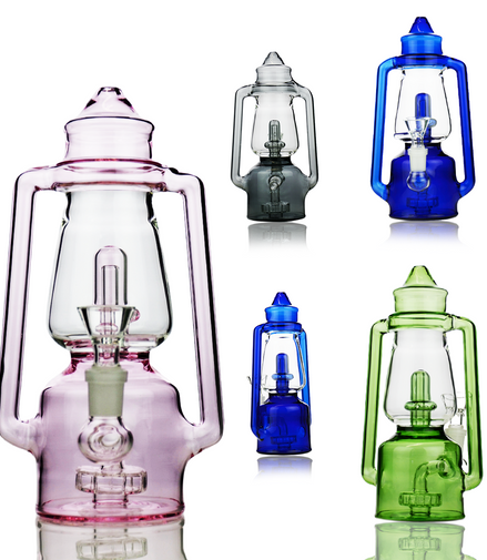 9" Lantern Lamp Light Glass Water Pipe with 14mm Male Bowl