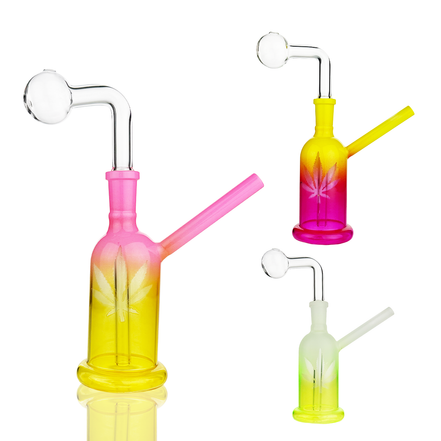 6" Frosted Glass Oil Burner with 14mm Oil Bowl