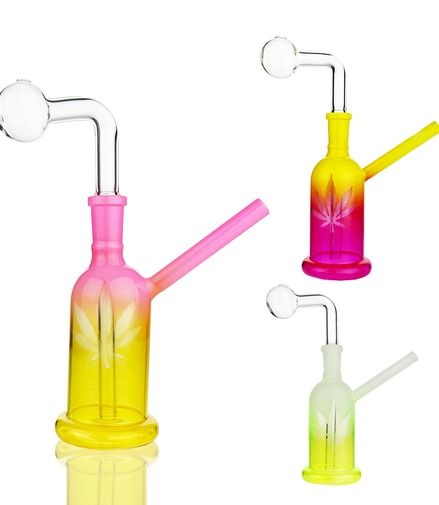 6" Frosted Glass Oil Burner with 14mm Oil Bowl