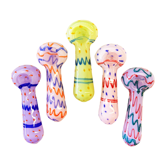 4.5" Slime Hand Pipe With Color ZIGZAG Art