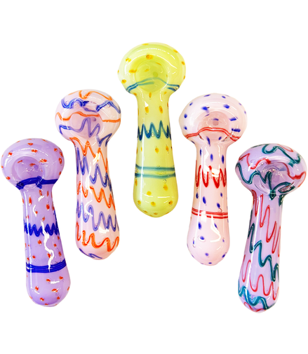 4.5" Slime Hand Pipe With Color ZIGZAG Art