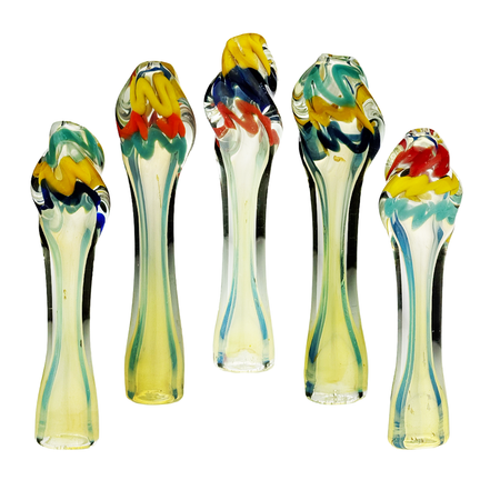 4" Twisted Mouth Glass Chillum with Silver Fume Glass
