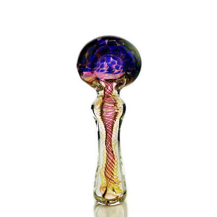 4.5" Gold Fume Hand Pipe Spoon with Swirl Art