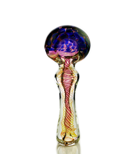 4.5" Gold Fume Hand Pipe Spoon with Swirl Art