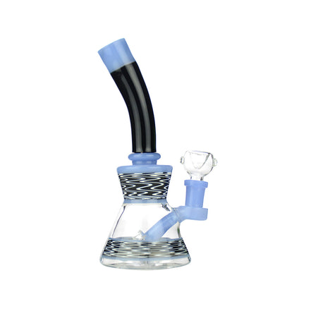 8" Black White WigWag Art Bong with 14mm Male Bowl