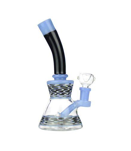 8" Black White WigWag Art Bong with 14mm Male Bowl