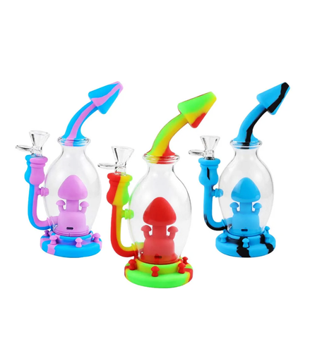 8" Silicone Mushroom Water Pipe with 14mm Male Bowl