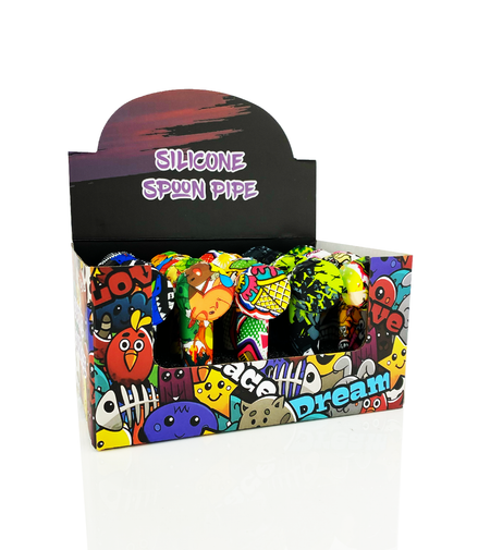 3.5" Silicone Hand Pipe Spoon Printed 20 PCS Per Display
