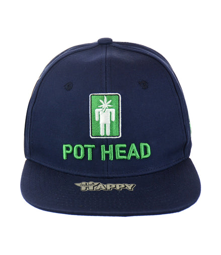 POT HEAD Leaf Embroidered Snapback Hat 100% Cotton