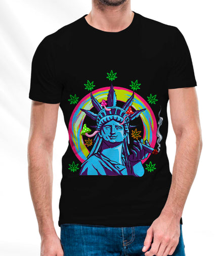 Liberty Black T-Shirt Pack of  5 Units 1-M, 1-L, 1-XL, 1-XXL, 1-XXXL -- 60% Cotton 40% Polyester