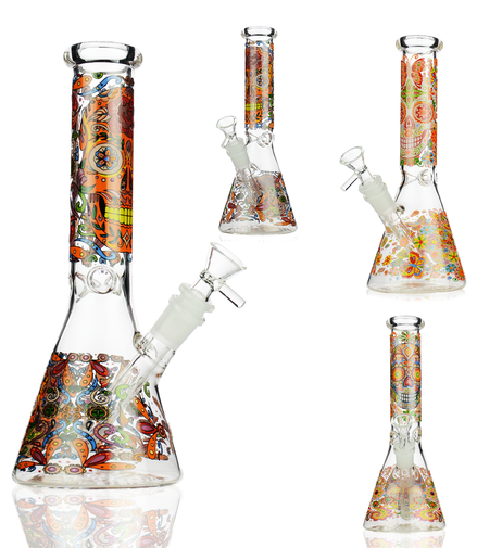 10" Day of The Dead Beaker with 14mm Male Bowls
