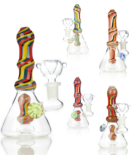 6" Water Pipe Bong Reversal Art Neck with Locket and 14mm Male Bowl