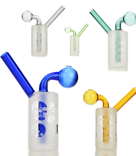 5" Frosted Glass Oil Burner Glass on Glass