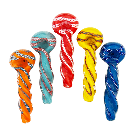 4" Twsited Glass Hand Pipe Spoon